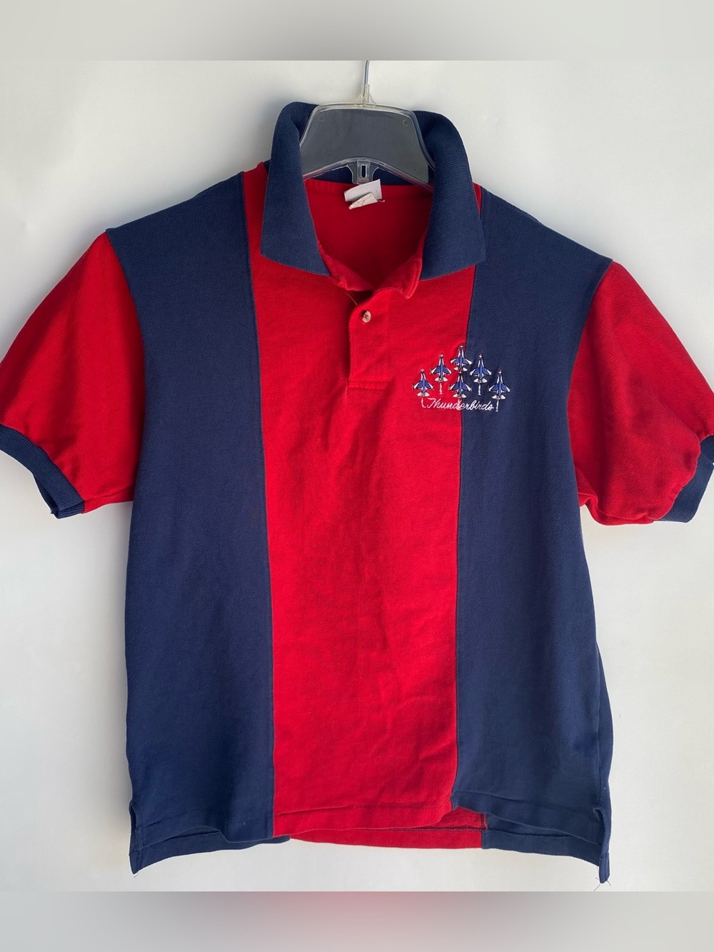 Mens vintage 90s Todd Thunderbirds color blocked polo preppy retro Air Force M